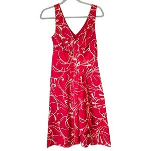 Ann Taylor Silk Floral‎ Print Sleeveless Pink Tan Dress Size 4 Summer Dress